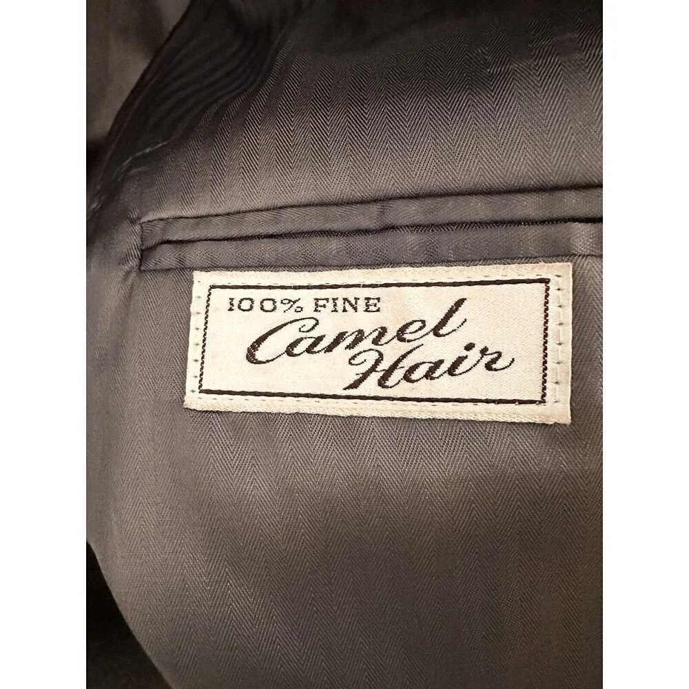Embassy Square Blazer 40R Grey 2 Button Single Vent Lined 100% Camel Hair Preppy